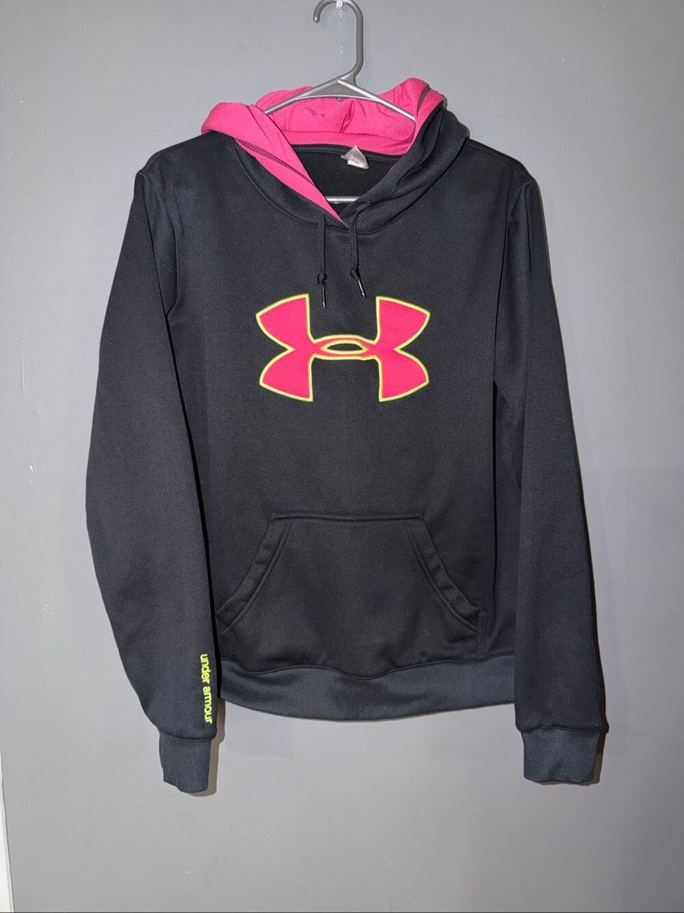 Under Armour Pink Green Storm Hoodie Size Large